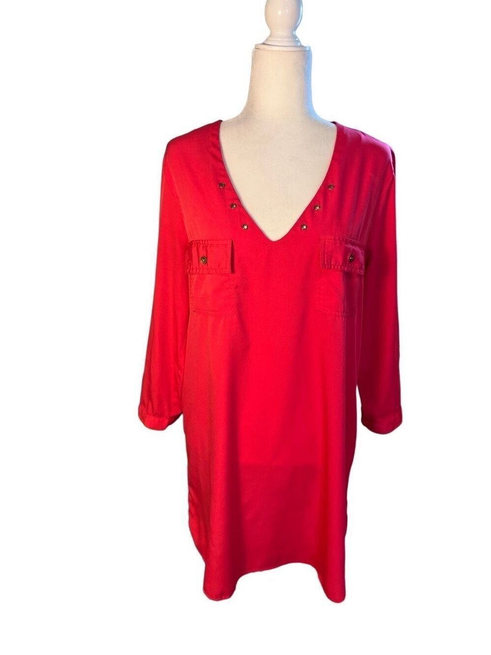 Live 4 Truth hot pink v-neck long sleeve mini dress - L